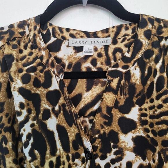 Larry Levine Womens Size L Leopard Print Long Sleeve Waist Tied Dress - Picture 6 of 9